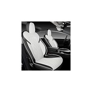 Tapha Ensemble de Housses de siège en Similicuir pour Tesla Model 3 2017-2022, Respirantes et imperméables, Housses de siège pour sièges Avant et arrière (Noir/Blanc)