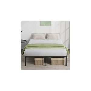 Novilla Cadre de lit Plateforme en métal pour Matelas de 140 x 190 cm, Hauteur de Rangement sous Le lit 30.5cm, Cadre métallique, Pas Besoin de sommier, Assemblage Facile, Noir