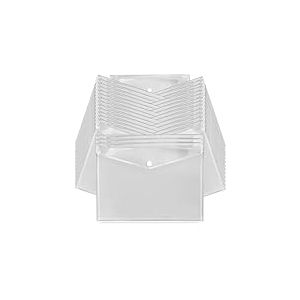G4GADGET Pochettes A4 en plastique transparent – Lot de 30 chemises à bouton-pression avec poche pour étiquette et bouton pression – Enveloppe en plastique transparent pour la maison, le bureau