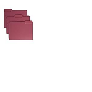 Smead File Folders 1/3 Cut Single-Ply Tab Maroon (100) Plastique Letter - Fichiers (Plastique, Letter, 296 mm, 241 mm, 100 pièce(s))