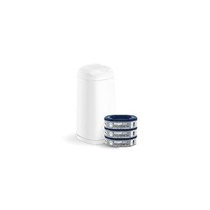 Angelcare Poubelle à Couches + 3 Recharges Anti Odeurs/Grande Capacité Antibactérien Usage Simple Dress Up, Blanc