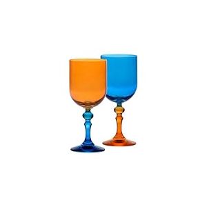 Krosno &ndash; Verres color&eacute;s pour vin rouge et blanc, mocktails et eau &ndash; 2 x 300 ml &ndash; Collection Bubble &ndash; Orange-Bleu &ndash; Cristal sans plomb &ndash; Peints &agrave; la main