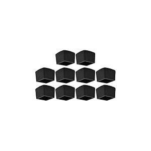 cyclingcolors 10x Embout Capuchon Caoutchouc de Tube Enveloppant Bouchon carr&eacute; Cape Flexible Meuble Outillage Table Noir, 20x20mm