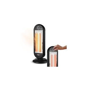 Wintem Chauffage halog&egrave;ne basse consommation avec oscillation automatique, double puissance 450-900 W et syst&egrave;me de protection anti-basculement pour une chaleur uniforme et naturelle dans la maison et