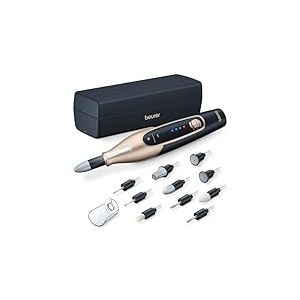Beurer MP 84 Special Edition Ponceuse pour ongles, lime à ongles électrique avec batterie, 10 embouts, lumière LED, étui de rangement inclus, jusqu'à 4400 tr/min, pour la manucure et pédicure