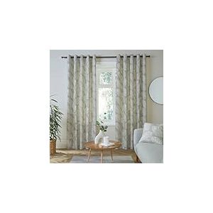 Fusion - Rideaux à Feuilles Naturelles 168 x 229 cm - 2 Panneaux - 100% Coton - Rideaux à œillets naturels avec imprimé Feuilles - Rideaux et tentures à Feuilles Tropicales en Lin Naturel - Matteo