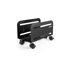VIVO CART-PC01 Tour d'ordinateur de Bureau ATX, Support Roulant en Acier CPU, 12 à 20,8 cm de Large, Support de Chariot Mobile réglable avec roulettes verrouillables, Support pour PC de Jeu, Noir