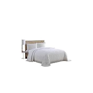 Beatrice Home Fashions Medallion Couvre-lit en Tissu Chenille, pour lit King Size, Blanc