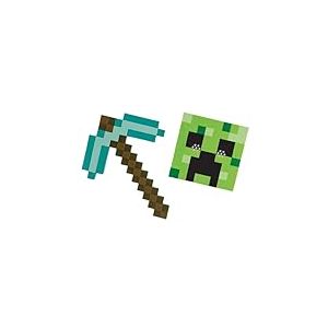 Minecraft Costume - Licence Officiel Minecraft - Pioche de Diamand et masque de Creepers -Déguissement et accessoire pour enfant - Matériaux durable de qualite-Bleu et Vert -Cadeau Magique - Dès 3 ans