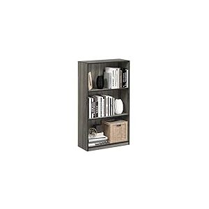 Furinno Basic &Eacute;tag&egrave;res de Rangement de Biblioth&egrave;que &agrave; 3 Niveaux, Ch&ecirc;ne Fran&ccedil;ais Gris/Noir, One Size