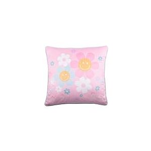 Bedlam - Coussin Fleurs Rose (43 x 43 cm) - Velours Doux - Réversible (2 Couleurs) - Garnissage Inclus/Insert Inclus - Coussin en Velours Rose Super Doux avec Motif Floral - Coussin à thème Floral en