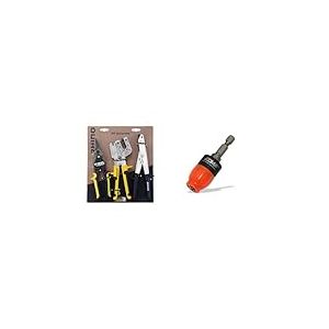 RHINO - Lot de 3 outils, Kit 3 pièces - Cisaille/Grignoteuse/Pince à sertir & EDMA 264055 THE DIMPLER - Porte-embout de vissage aimanté spécial plaquiste