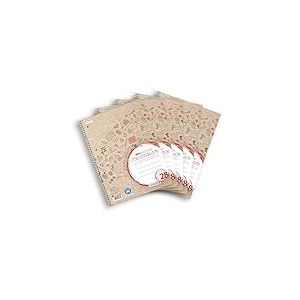 LANDRE Lot de 5 Cahiers A4 quadrill&eacute;s recycl&eacute;s 160 pages lin&eacute;ature 28