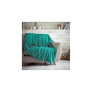 GC GAVENO CAVAILIA Couvre Popcorn Couverture de canapé-lit en nid d'abeille de qualité supérieure, Facile d'entretien, Super Douce et Chaude, Moelleuse, Flanelle, Bleu Sarcelle, 200X240