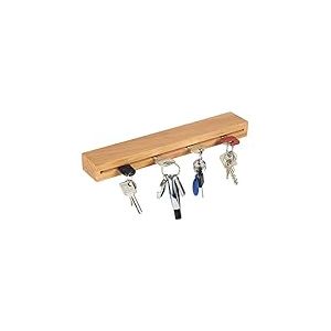 RICOO SH430 - Plaque à clés en bois - 30 x 5 x 3 cm - Support mural moderne - Porte-clés mural - En chêne - Avec étagère de rangement - Crochet mural