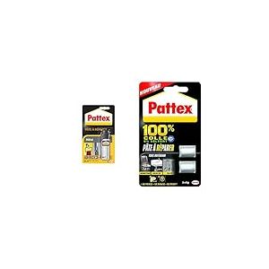 Pattex Pâte à réparer Métal 48 g, Pâte epoxy bicomposante avec particules de métal & 100% Pâte à réparer multi-usages, Pâte epoxy bi-composante pour collages sur de multiples matériaux, 2 x 5 g