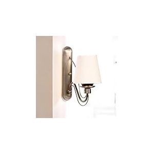 Opviq Applique murale &eacute;l&eacute;gante beige, corps en m&eacute;tal et capuchon en tissu, hauteur 30 cm, 1 LED 3,15 W, aliment&eacute; par piles, IP20, interrupteur marche/arr&ecirc;t | parfait pour la d&eacute;coration moderne