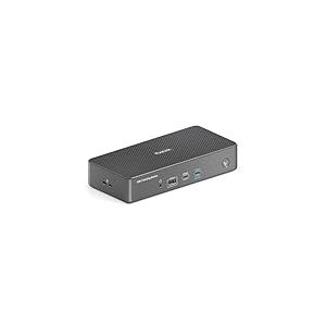 Vuelogic USB C Docking Station Dual Screen, 14-in-1 Station d'accueil multifonctionnelle pour Ordinateur Portable, 2X HDMI / 2X DP Support, Ethernet, multiport, Noir