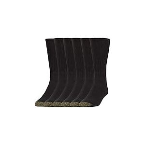 Gold Toe Harrington Crew Socks, Multipairs Chaussettes d&eacute;contract&eacute;es, Noir, XL (Lot de 6) Homme