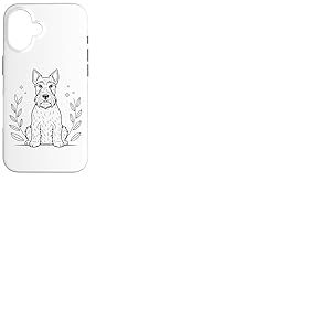 Line Art Scottish Terrier Minimalist Coque pour iPhone 16