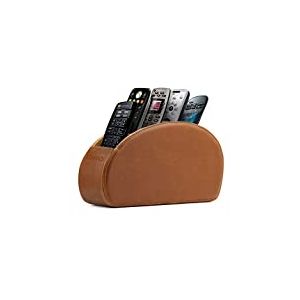 Londo Range Télécommandes à 5 Compartiments - DVD, Blu-Ray, TV, Chaîne Hi-FI, Roku ou Apple TV - Cuir avec Doublure Suédée - Faible Encombrement pour Séjour ou Chambre (Marron Clair)