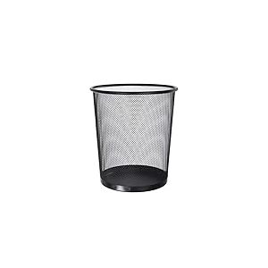 ARVO Petite corbeille à papier ronde en acier noir 9 L pour chambre à coucher, bureau, maison, 23,5 cm de diamètre x 27 cm de hauteur