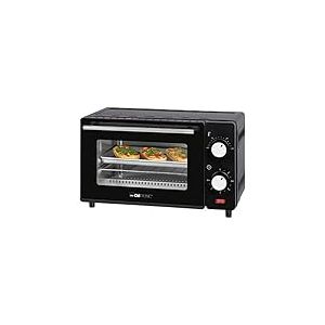 Clatronic MB 3746 Mini-four, capacité 8 litres, chauffage de voûte et de sole, minuterie 60 minutes avec signal de fin de cuisson, noir, avec grille, plaque de cuisson [classe énergétique B]