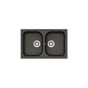 SCHOCK | Évier de cuisine Lithos 2 bacs petits, matériau Cristalite®, Asphalt, 790 x 500 mm