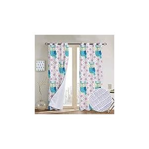 NUOMANAN Nuoman Rideaux occultants doubl&eacute;s Motif hiboux, Oiseaux color&eacute;s avec diff&eacute;rentes Expressions Motif &agrave; Pois Noir Multicolore Isolation Thermique 1 Paire 100" W x 96" L Color04