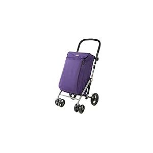 Carlett - Lite Family Lett470 | Chariot Pliant pour supermarché | 4 Roues | Guidon réglable et Frein de sécurité | Sac Extensible 58L | Sac Thermique 12L | Violet