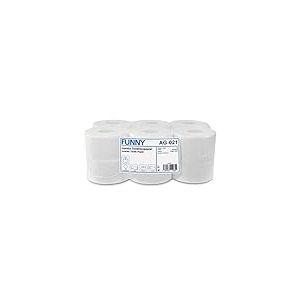 Funny AG-021 Rouleaux de Papier Toilette Double Épaisseur, 18cm Diamètre, Blanc Brillant, Lot de 12