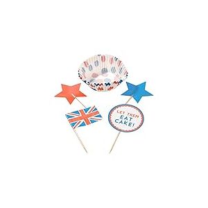 Talking Tables- for Summer and Patriotic Events Party, British Themed Cupcake Set, Rouge, Blanc, Bleu
