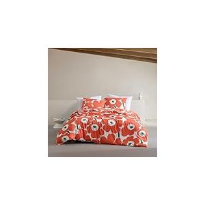 MARIMEKKO - Parure de lit Bio Super Douce, décoration d'intérieur décontractée (Unikko Orange, Grand lit)
