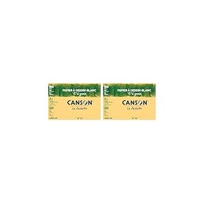 CANSON "C" à Grain - Pochette 12 feuilles de papier dessin blanc A4-180g/m² (Lot de 2)