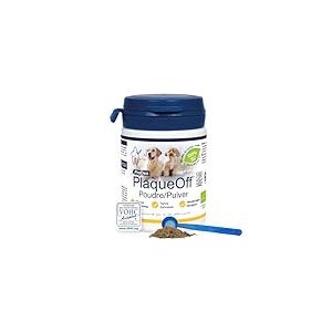 ProDen PlaqueOff Poudre pour Chiens et Chats, Éliminateur de Tartre et Mauvais Souffle, Nettoyant Dentaire 100 % Naturel et Éliminateur de Plaque, 60 g