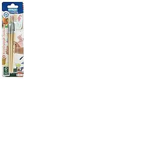 Stylex 35044 Lot de 3 pinceaux à Poils Plats Peindre avec des peintures de Deck, Tempera, Aquarelle, Huile et Acrylique, idéal pour l'école, Bois, Multicolore, 8, 10 und 12