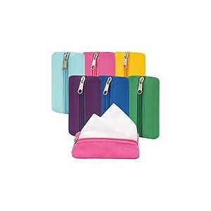 Lot de 6 Porte-mouchoirs de Poche pour Sac &agrave; Main, Pochette de Voyage r&eacute;utilisable, Pochette en Tissu avec Fermeture &eacute;clair pour pi&egrave;ces de Monnaie, Cartes de mouchoirs, 13 x 7,9 cm