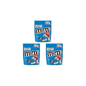 M&M'S CRISPY - Bonbons chocolat au lait et riz soufflé - Sachet de 187g (Lot de 3)