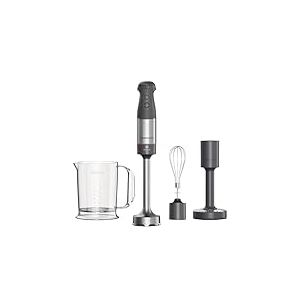 Kenwood HBM60.007GY, Mixeur Plongeant avec accessoires fouet en m&eacute;tal, b&eacute;cher avec bec verseur, presse-pur&eacute;e m&eacute;tallique, 2 vitesses, 1000W, syst&egrave;me Triblade, Tige XL, poign&eacute;e SureGrip