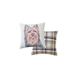 Maturi Coussin de siège rempli avec Image Aquarelle de Chien Yorkshire Terrier, Coussin de Chaise, canapé – 43 x 43 cm
