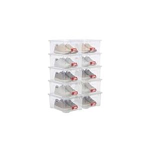 SUNDIS View Box, bo&icirc;tes de rangement plastique avec couvercle, lot de 10, 10l, superposables et empilables, id&eacute;ales pour les petits objets de la maison et du bureau