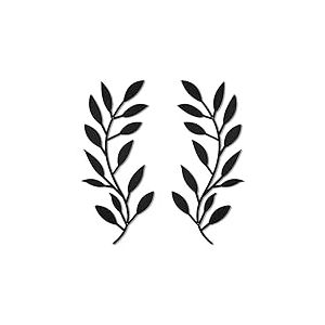 Zhengmy Lot de 2 feuilles d'arbre en métal pour décoration murale en fer forgé au-dessus du lit, salon, décoration extérieure (noir)