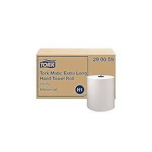 Tork Matic Essuie-mains Rouleaux en papier extra long Universal 290059 - Papier d'essuyage pour Distributeurs H1 - 1 pli blanc - Longueur 280 m Lot de 6