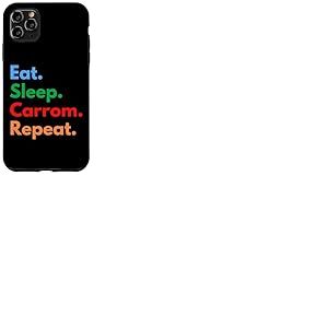 Eat Sleep Carrom Repeat pour Les Joueurs et Les Amateurs de Carrom Coque pour iPhone 11 Pro Max