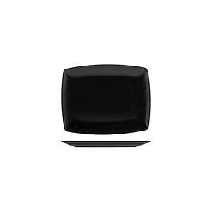 H&H 6 assiettes rectangulaires en gr&egrave;s de Boston noir 25x15cm