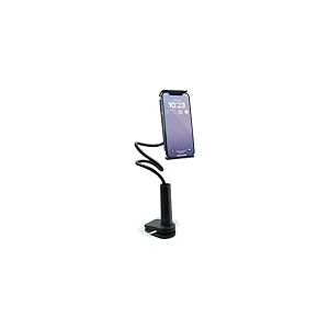 mooov 639321 Support de téléphone et Tablette pour Bureau, lit avec Bras Flexible articulé - Pince Réglable - Compatible Smartphone de 5 à 13 Pouces - Noir