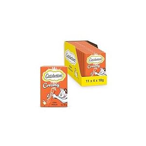 Catisfactions, Snack crémeux Liquide pour Chat, irrésistible Poulet, 11 boîtes de 40 g