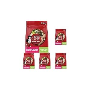 PURINA ONE Medium/Maxi >10kg | Contrôle du Poids Chiens Stérilisés| Croquettes Riches en Dinde pour Chiens | Adultes | Sac de 2,5 Kg (Lot de 5)