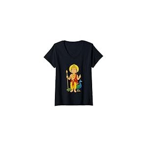 Femme Deity Murugan Skanda, Subrahmanya, Shanmukha Kartikeya T-Shirt avec Col en V