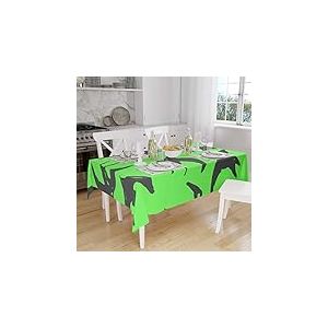 Bonamaison, Anti-moisissure, S&eacute;chage Rapide, R&eacute;sistant aux Taches, Lavable en Machine, 100% Polyester Nappe de Table, Fum&eacute;e Verte n&eacute;on, 140 x 160 Cm - Con&ccedil;u et Fabriqu&eacute; en Turquie